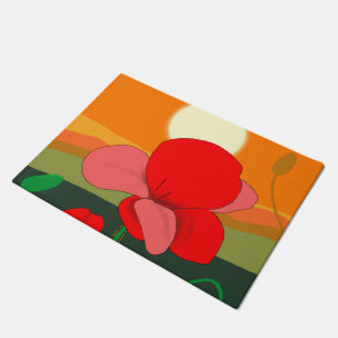 Poppy meadow at sunset    doormat