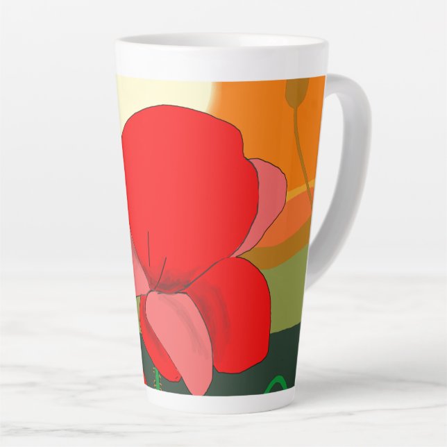 Poppy meadow at sunset   latte mug (Right Angle)