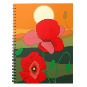 Poppy meadow at sunset notebook