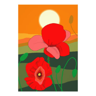 Poppy meadow at sunset photo print