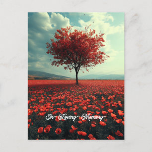 Poppy Meadow Lonely Tree Postcard