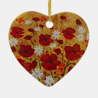 Poppy Meadow, Red Flowers Ceramic Tree Decoration