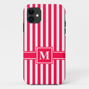 Poppy Modern Stripe with Monogram iPhone 11 Case