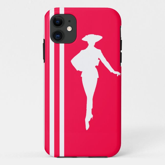 Poppy Modern Stripes with Fashion Silhouette Case-Mate iPhone Case (Back)