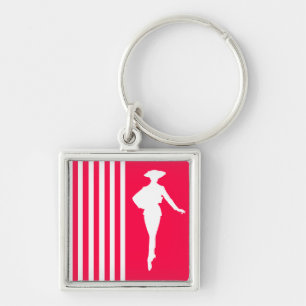 Poppy Modern Stripes with Fashion Silhouette Key Ring