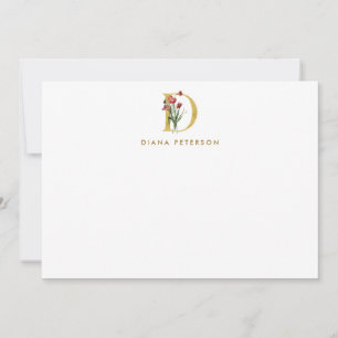 Poppy Monogram Gold Letter D Personalised Card