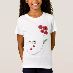 Poppy Name Girl's Flower T-Shirt
