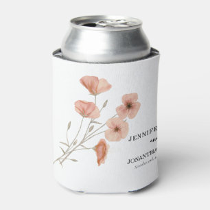Poppy Orange Flower Wedding Can Cooler