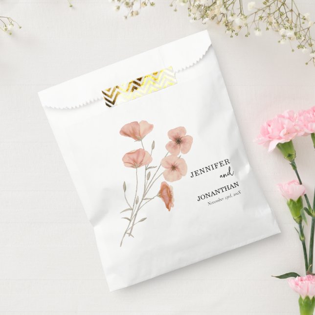 Poppy Orange Flower Wedding  Favour Bags (Sealed)