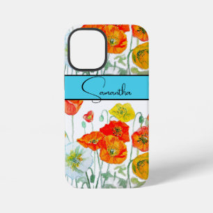 Poppy Orange Red Watercolor floral Flower Phone iPhone 12 Mini Case
