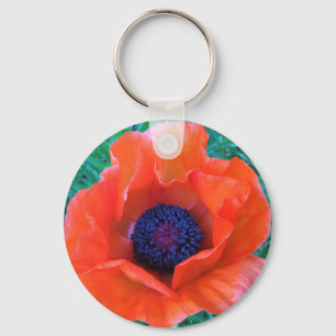 POPPY Oriental Red Orange --- Key Ring