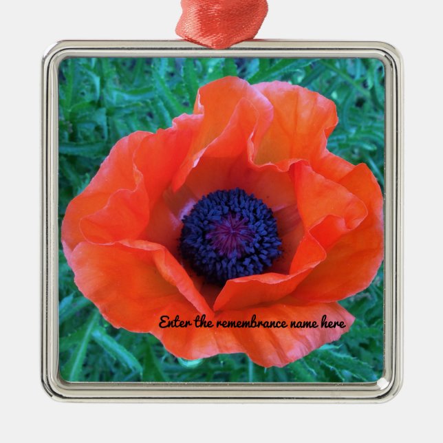 POPPY Oriental Red Orange --- Metal Tree Decoration (Front)