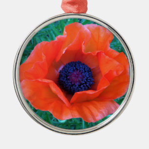 POPPY Oriental Red Orange --- Metal Tree Decoration