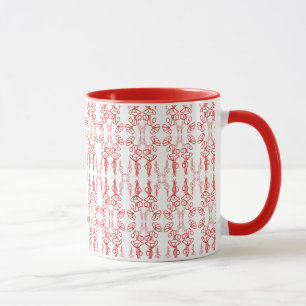 Poppy Outline, Red on White Ringer Coffee Mug