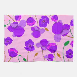 Poppy (Papaver somniferum) Lilac   Tea Towel
