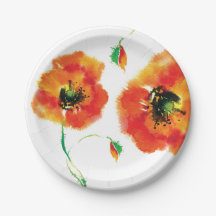 Poppy paper plate for party or bbq