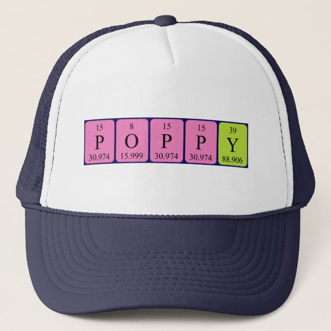 Poppy periodic table name hat (Front)