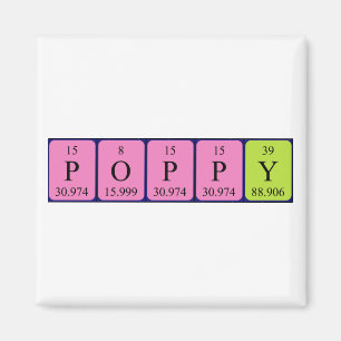 Poppy periodic table name magnet