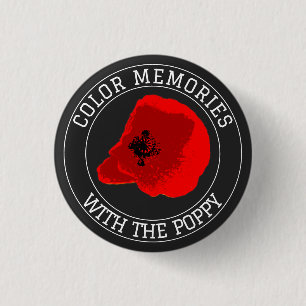 Poppy – Personalized Top & Bottom Text on Black 3 Cm Round Badge