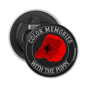 Poppy – Personalized Top & Bottom Text on Black Bottle Opener