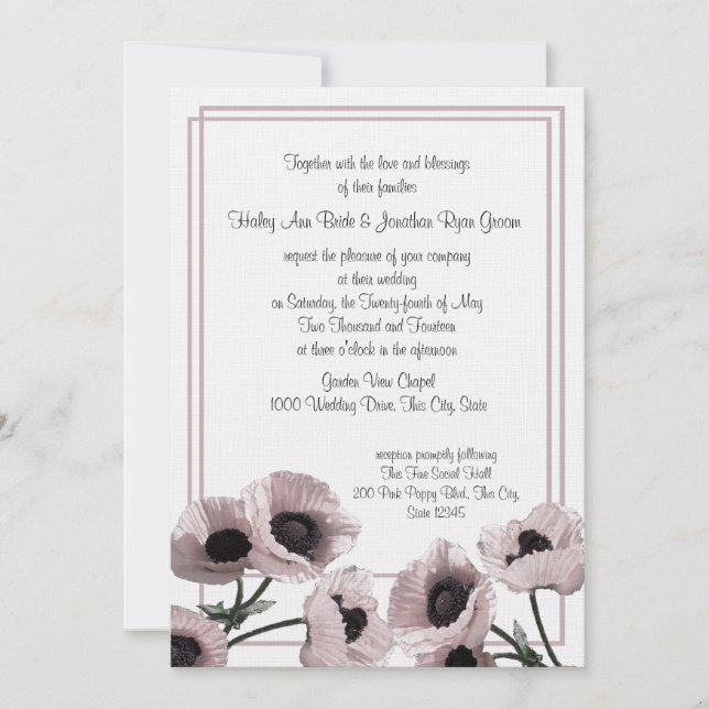 Poppy Pink Wedding Invitation (Front)