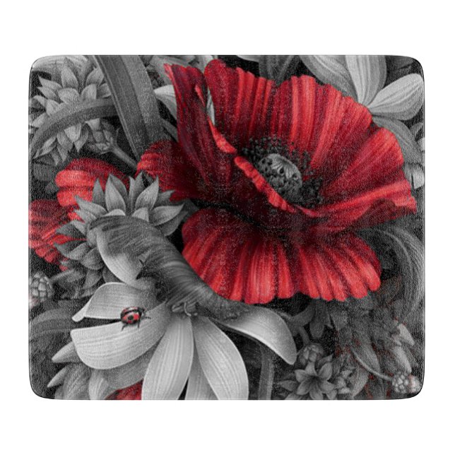Poppy Pops Glass Cutting Board (Front)