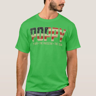 Poppy Protector Hero Legend USA Flag Poppy Fathers T-Shirt