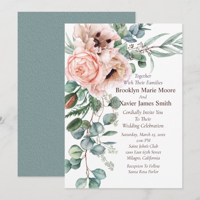 Poppy Radiance Wedding Invitation (Front/Back)