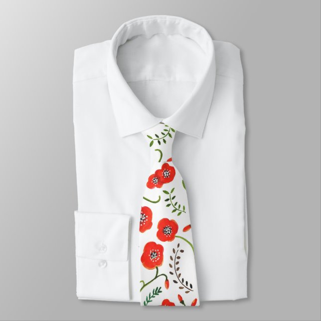 Poppy red floral wedding tie (Tied)