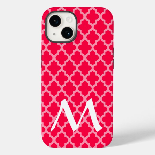 Poppy Red Moroccan Moods Quatrefoil Case-Mate iPhone Case (Back)
