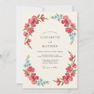 Poppy Red Radiant Watercolor Wedding Invitation