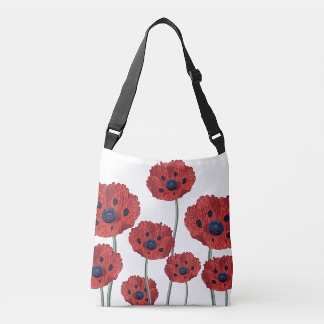 Poppy red white crossbody bag (Front)