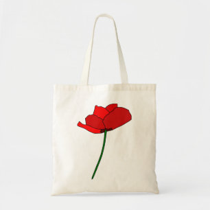 Poppy Rose Red Flower Plant Tote Bag