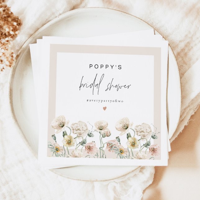 POPPY Rustic Pastel Wildflower Bridal Shower Napkin (Creator Uploaded)