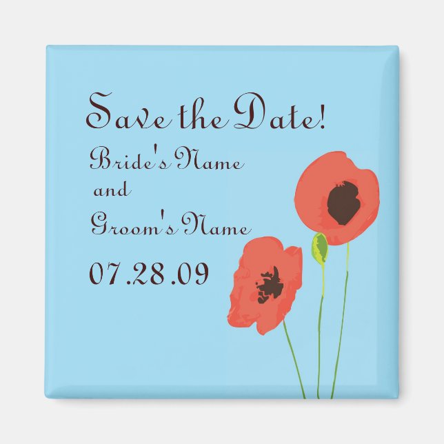 Poppy Save the Date Magnent Magnet (Front)