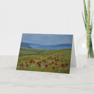 Poppy seascape greeting card