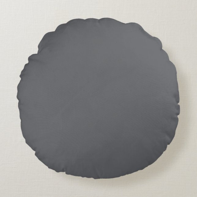 Poppy Seed Grey, Dark Neutral Solid Colour Round Cushion (Front)