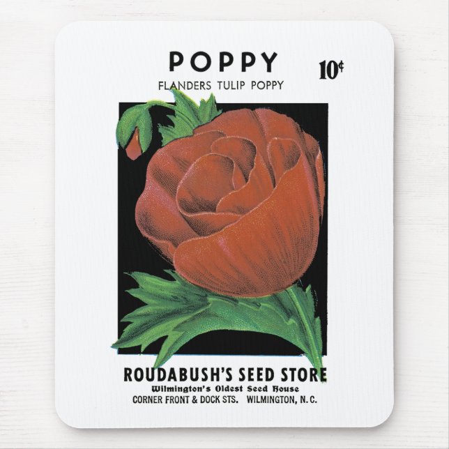 Poppy Seed Packet Label Mouse Mat (Front)