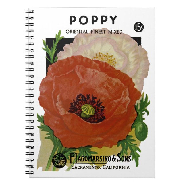 Poppy Seed Packet Label Notebook (Front)