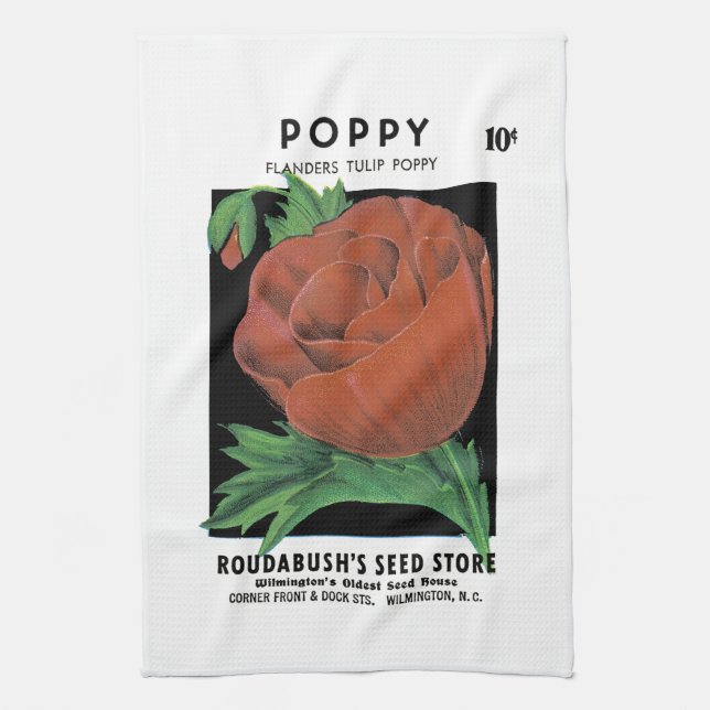 Poppy Seed Packet Label Tea Towel (Vertical)