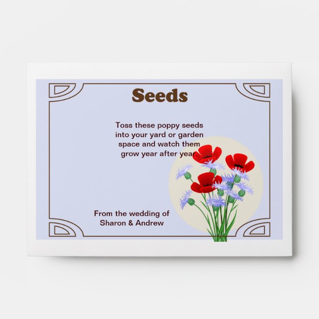 Poppy Seed Packet Wedding Favour Envelopes (Front)