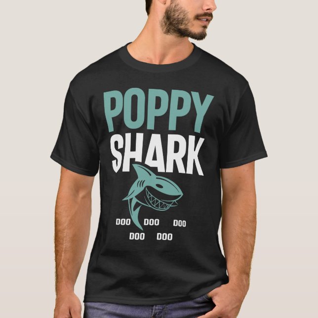 Poppy Shark T-Shirt Doo Doo Doo Fathers Day Poppy (Front)