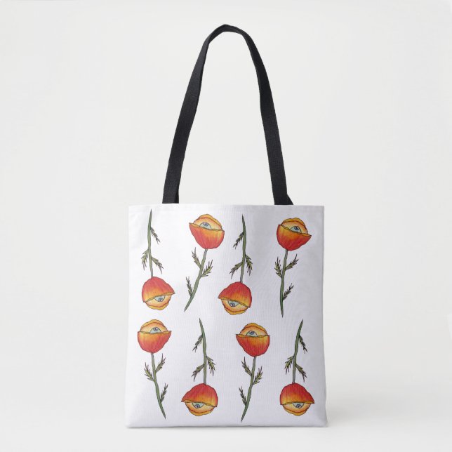 Poppy Sight  Watercolor Floral Art Tote (Front)