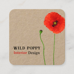 Poppy Simplicity Rustic Square Business Card