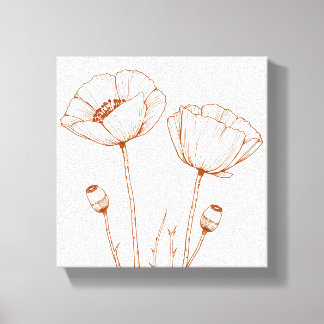 Poppy Sketch in Sepia Tones Canvas Print