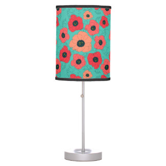 poppy spin coral on teal table lamps