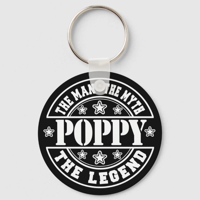 Poppy The Man The Myth The Legend Father's Day Key Ring (Front)