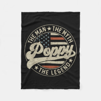 Poppy The One And Only The Legend Flag Fathers Day Fleece Blanket
