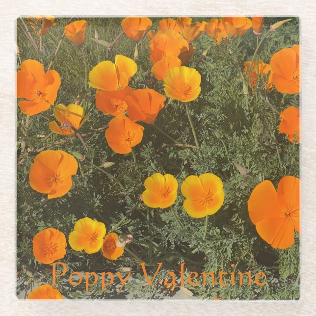 Poppy Valentine Glass Coaster (Front)