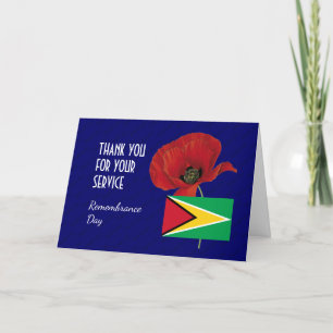 Poppy   Veterans   GUYANA Flag   REMEMBRANCE DAY Thank You Card
